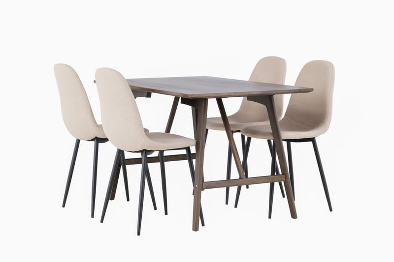 Spisegruppe Kaseidon 120 cm Rektangulær med 4 Nicci Stoler - Beige - Møbler - Bord - Spisegruppe