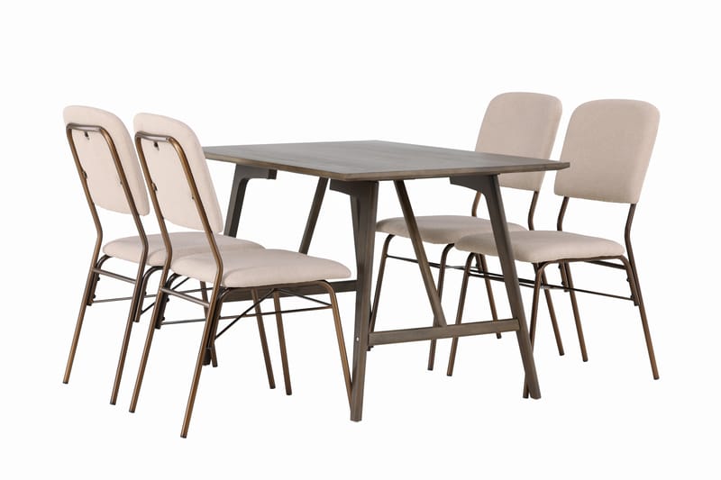 Spisegruppe Kaseidon 120 cm Rektangulær med 4 Seda Stoler - Beige - Møbler - Bord - Spisegruppe