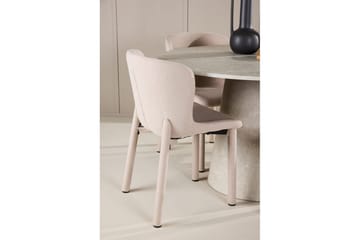 Spisegruppe Lanzo Rund 120 cm Beige med 4 stk Astoria Stoler Beige - Beige - Møbler - Bord - Spisegruppe