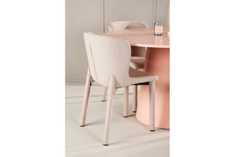 Spisegruppe Lanzo Rund 120 cm Rosa med 4 stk Astoria Stoler Beige - Beige - Møbler - Bord - Spisegruppe