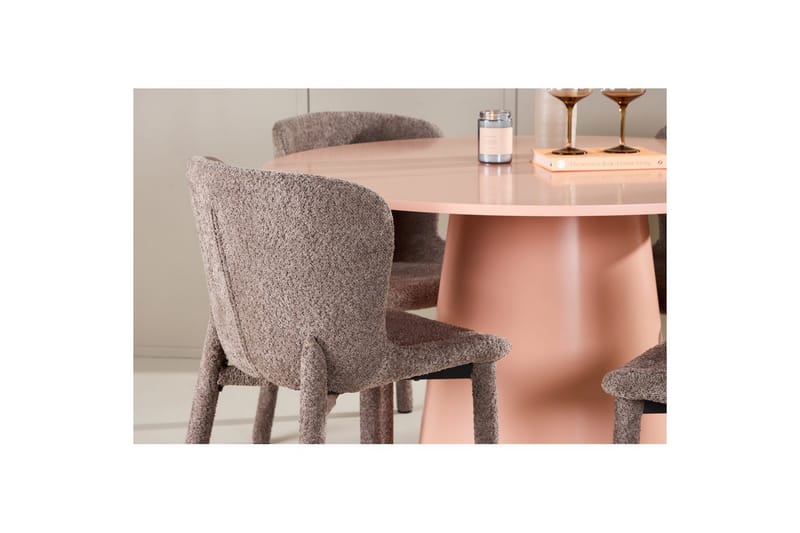 Spisegruppe Lanzo Rund 120 cm Rosa med 4 stk Astoria Stoler Brun - Brun - Møbler - Bord - Spisegruppe