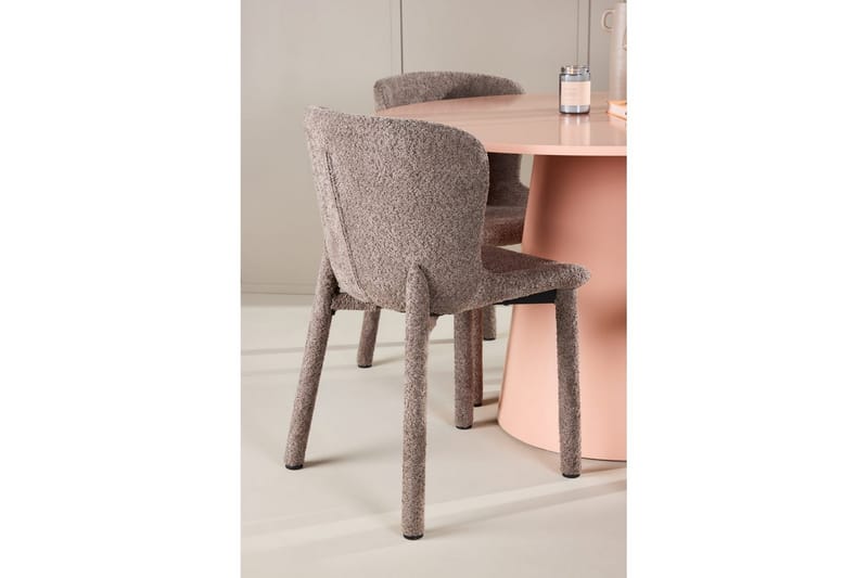 Spisegruppe Lanzo Rund 120 cm Rosa med 4 stk Astoria Stoler Brun - Brun - Møbler - Bord - Spisegruppe