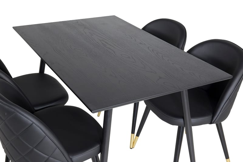 Spisegruppe Larrinzar 120 cm Rund med 4 Longreone Stoler - Svart/Gull - Møbler - Bord - Spisegruppe