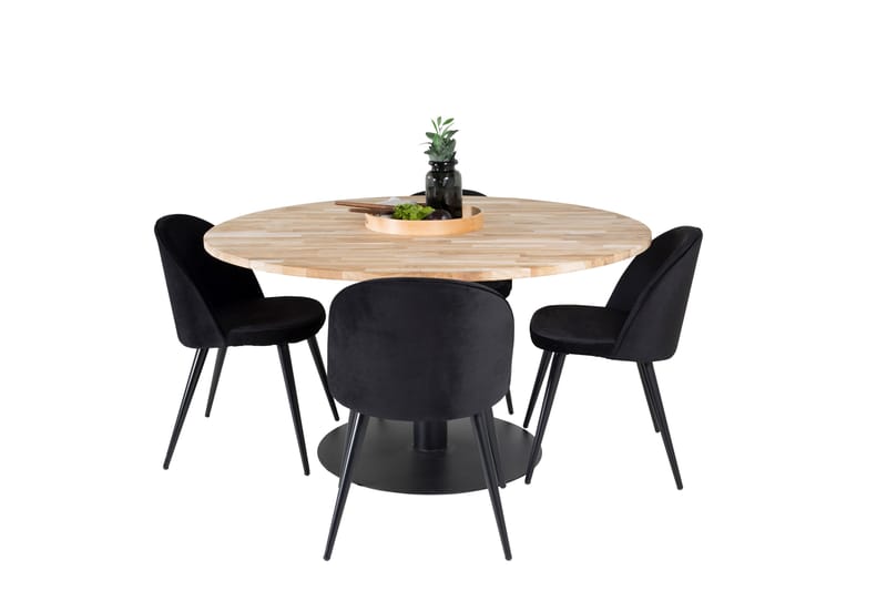 Spisegruppe Laura 140 cm Rund med 4 Longreone Stoler - Svart - Møbler - Bord - Spisegruppe