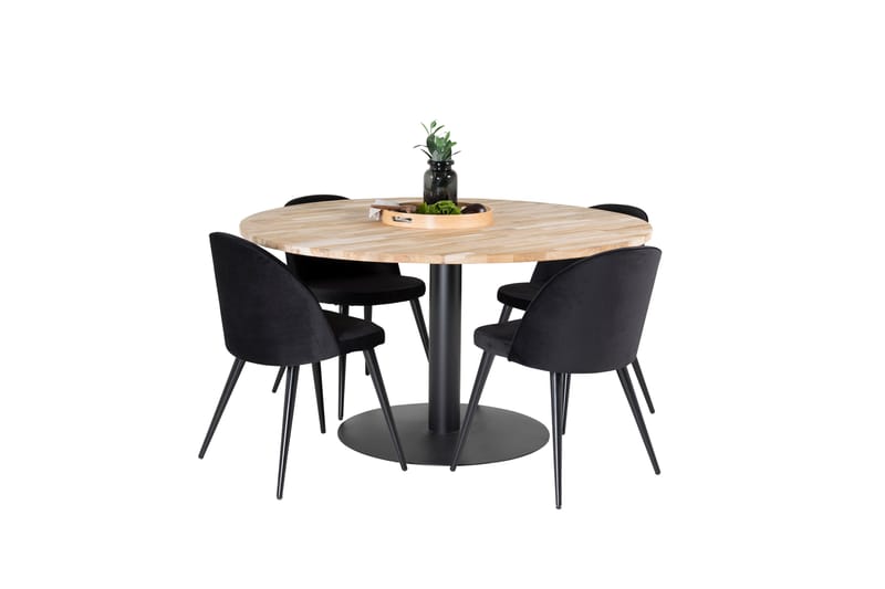 Spisegruppe Laura 140 cm Rund med 4 Longreone Stoler - Svart - Møbler - Bord - Spisegruppe