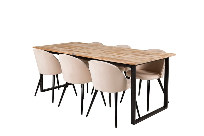 Spisegruppe Laura 200 cm Rektangulær med 6 Longreone Stoler - Beige - Møbler - Bord - Spisegruppe