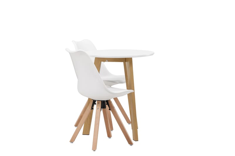 Spisegruppe Leonora 65 cm Rund med 2 Zeno Stoler - Hvit - Møbler - Bord - Spisegruppe