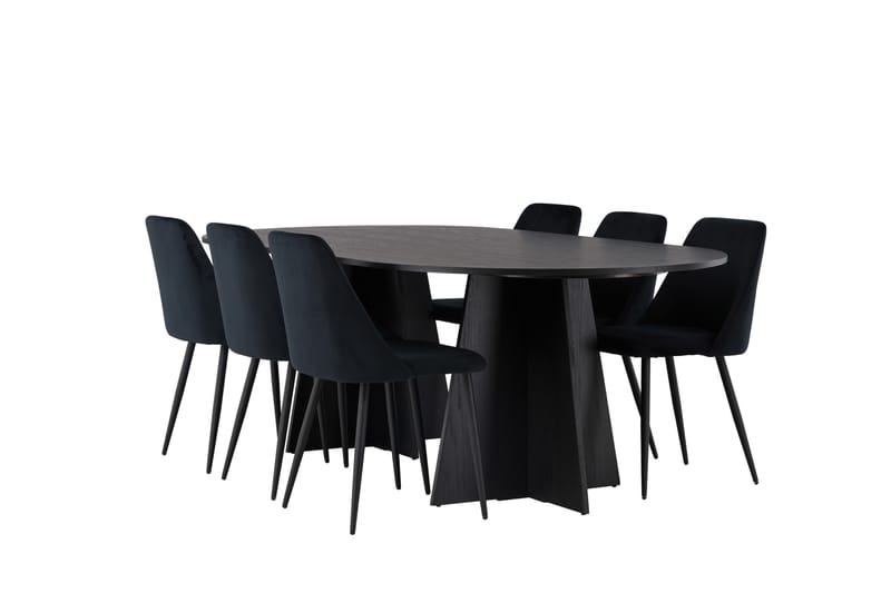 Spisegruppe Manciat 230 cm Oval med 6 Night Stoler - Svart - Møbler - Bord - Spisegruppe