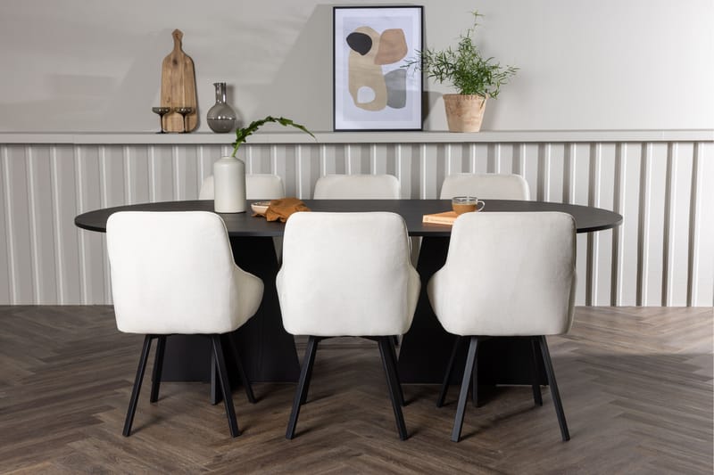 Spisegruppe Manciat 230 cm Oval med 6 Rosie Stoler - Beige - Møbler - Bord - Spisegruppe