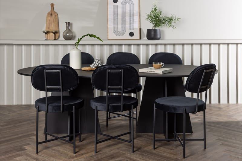 Spisegruppe Manciat 230 cm Oval med 6 Stella Stoler - Svart - Møbler - Bord - Spisegruppe