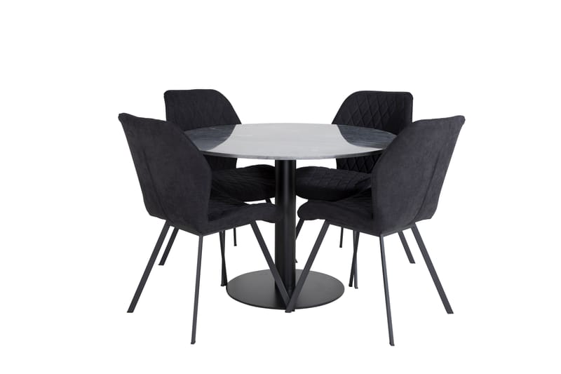 Spisegruppe Netanya 106 cm Rund med 4 Pombriego Stoler - Svart - Møbler - Bord - Spisegruppe