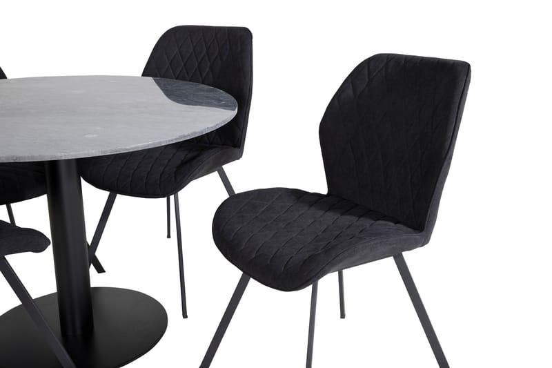 Spisegruppe Netanya 106 cm Rund med 4 Pombriego Stoler - Svart - Møbler - Bord - Spisegruppe