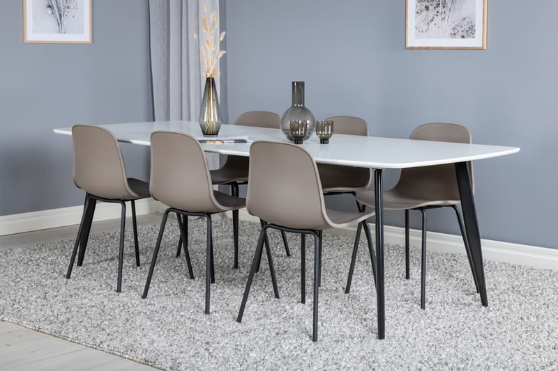 Spisegruppe Nicci 240 cm Rektangulær med 6 Labbetorp Stoler - Beige - Møbler - Bord - Spisegruppe