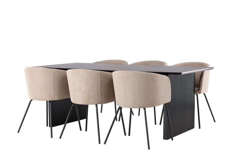 Spisegruppe Sicharo 200 cm Rektangulær med 6 Beraid Stoler - Beige - Møbler - Bord - Spisegruppe