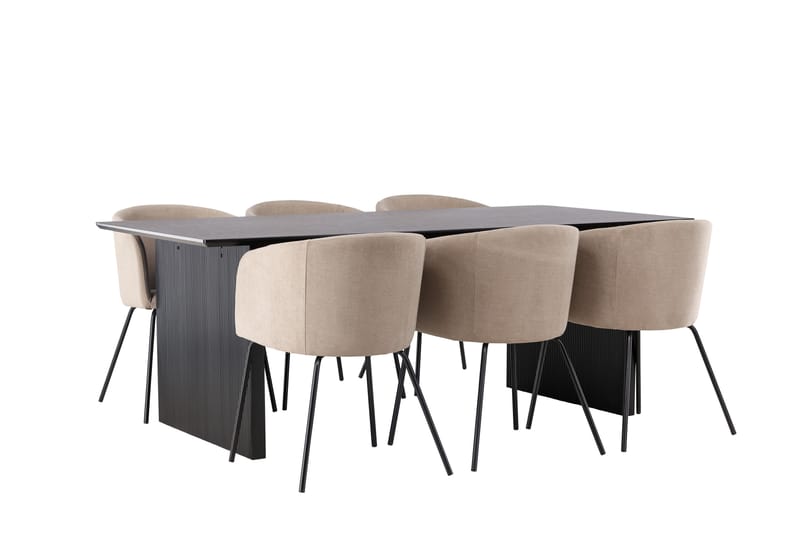 Spisegruppe Sicharo 200 cm Rektangulær med 6 Beraid Stoler - Beige - Møbler - Bord - Spisegruppe