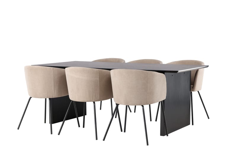 Spisegruppe Sicharo 200 cm Rektangulær med 6 Beraid Stoler - Beige - Møbler - Bord - Spisegruppe