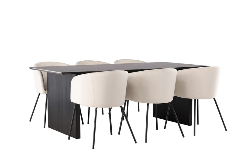 Spisegruppe Sicharo 200 cm Rektangulær med 6 Beraid Stoler - Beige - Møbler - Bord - Spisegruppe