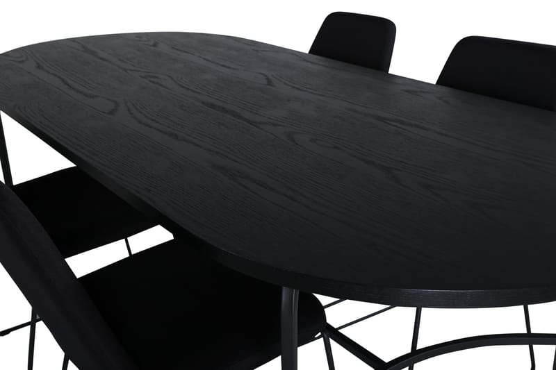 Spisegruppe Skaid 200 cm Oval med 4 Allepuz Stoler - Svart - Møbler - Bord - Spisegruppe