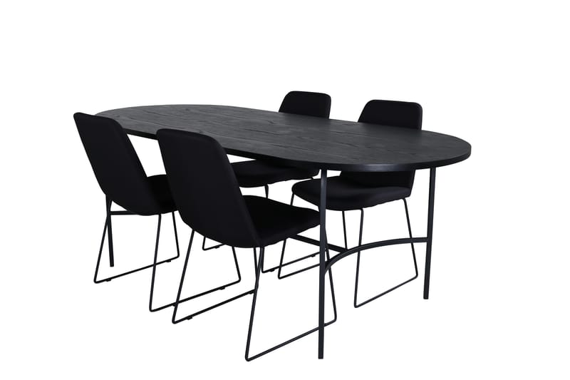 Spisegruppe Skaid 200 cm Oval med 4 Allepuz Stoler - Svart - Møbler - Bord - Spisegruppe