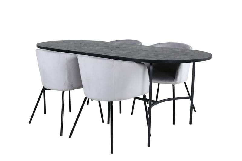 Spisegruppe Skaid 200 cm Oval med 4 Beraid Stoler - Svart - Møbler - Bord - Spisegruppe