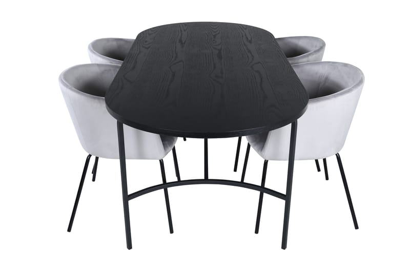 Spisegruppe Skaid 200 cm Oval med 4 Beraid Stoler - Svart - Møbler - Bord - Spisegruppe