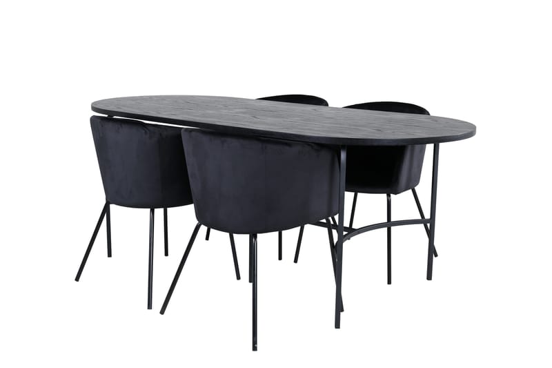 Spisegruppe Skaid 200 cm Oval med 4 Beraid Stoler - Svart - Møbler - Bord - Spisegruppe