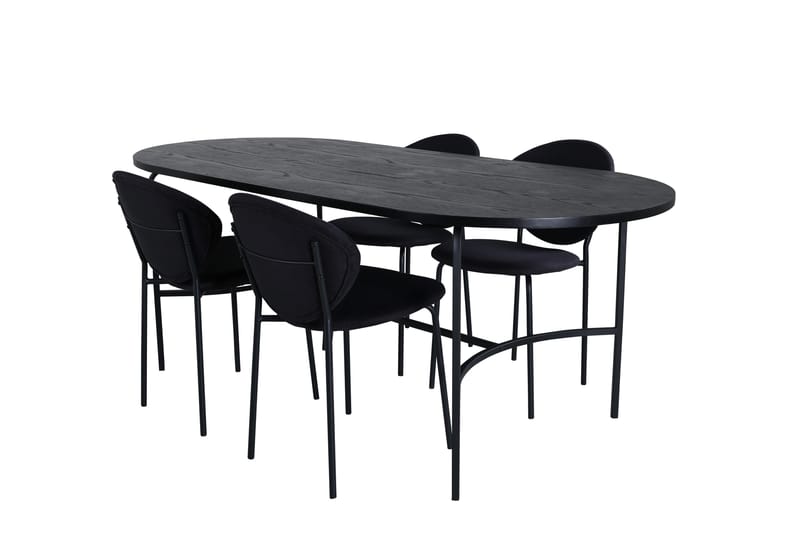 Spisegruppe Skaid 200 cm Oval med 4 Capmany Stoler - Svart - Møbler - Bord - Spisegruppe