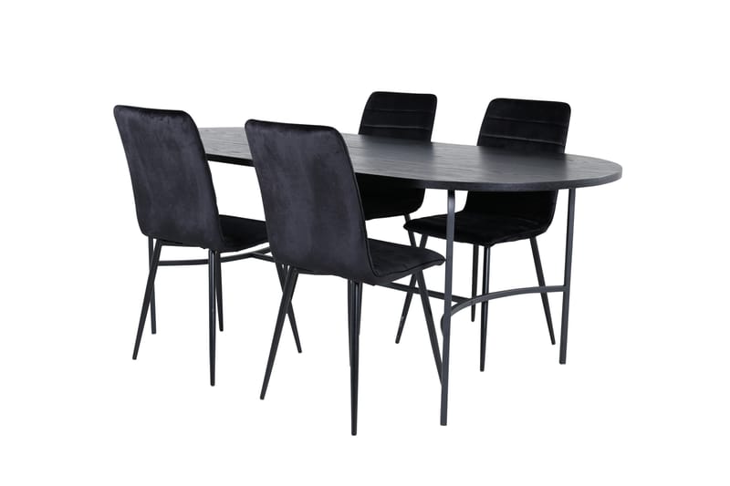 Spisegruppe Skaid 200 cm Oval med 4 Sofiero Stoler - Svart - Møbler - Bord - Spisegruppe