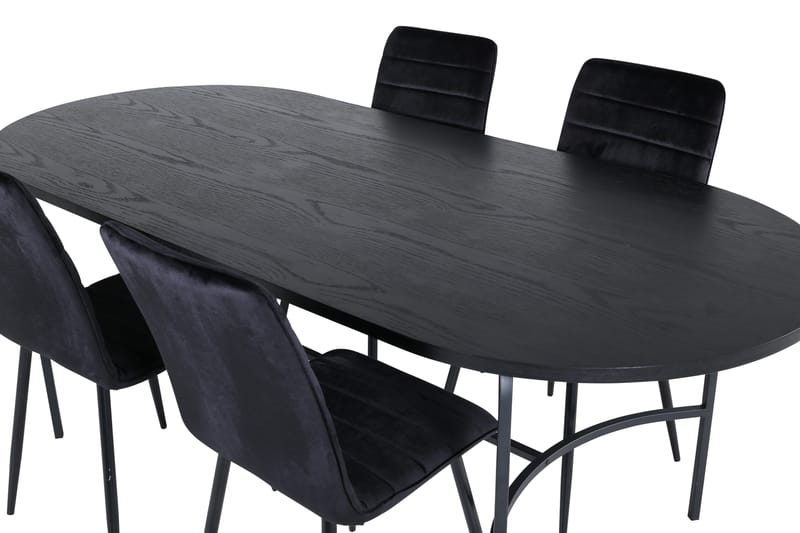 Spisegruppe Skaid 200 cm Oval med 4 Sofiero Stoler - Svart - Møbler - Bord - Spisegruppe