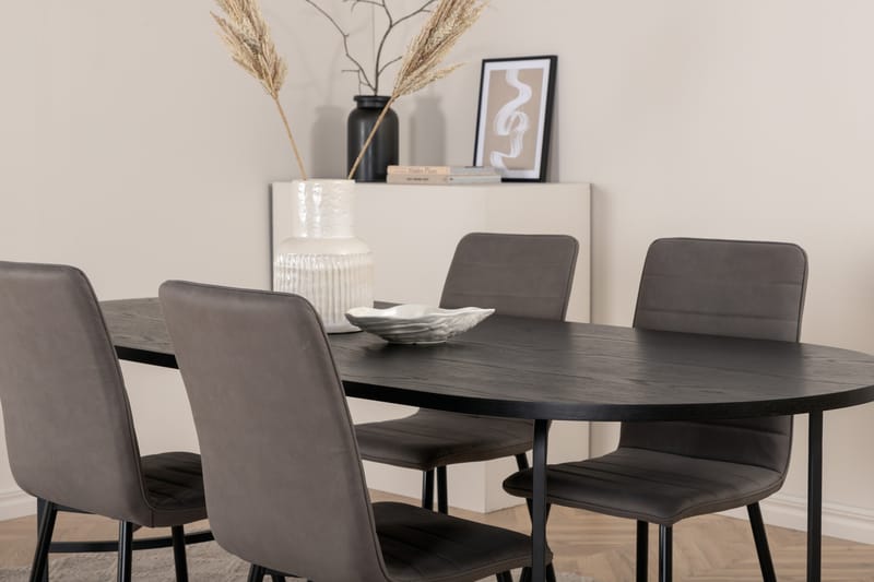 Spisegruppe Skaid 200 cm Oval med 4 Sofiero Stoler - Svart - Møbler - Bord - Spisegruppe