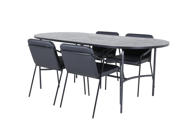 Spisegruppe Skaid 200 cm Oval med 4 Tierp Stoler - Svart - Møbler - Bord - Spisegruppe