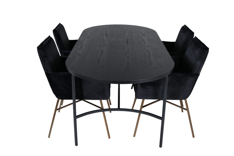 Spisegruppe Skaid 200 cm Oval med 4 Petra Stoler - Svart - Spisegruppe