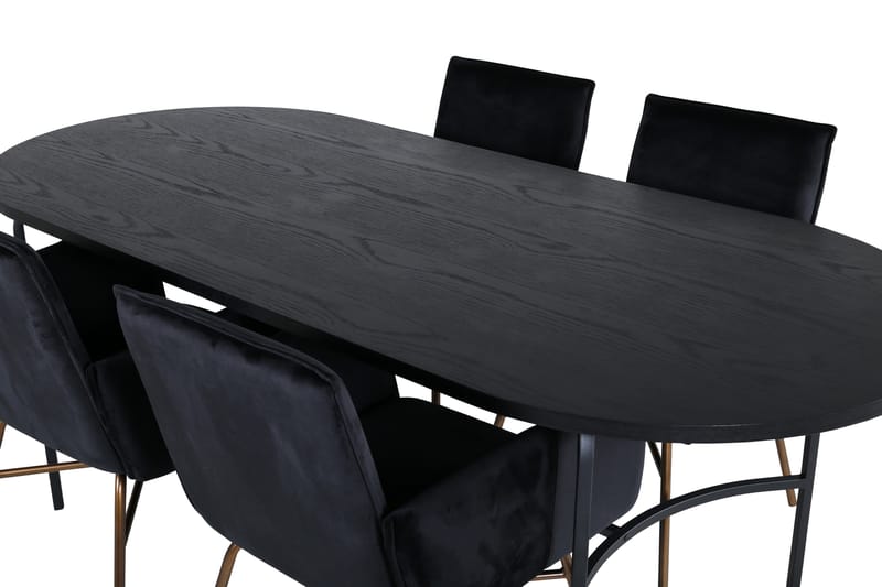 Spisegruppe Skaid 200 cm Oval med 4 Petra Stoler - Svart - Spisegruppe