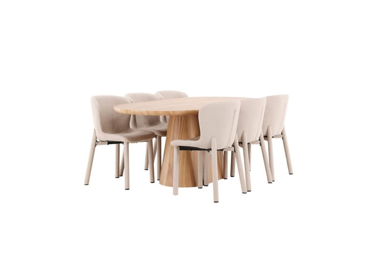 Spisegruppe Stjärnö 200x90 cm Natur med 6 stk Astoria Stoler Beige - Beige - Møbler - Bord - Spisegruppe