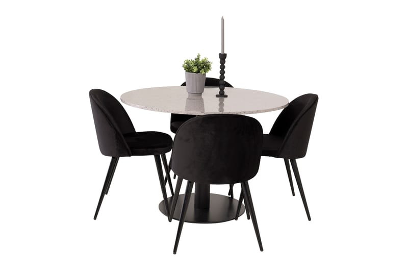 Spisegruppe Wivece 106 cm Rund med 4 Longreone Stoler - Svart - Møbler - Bord - Spisegruppe