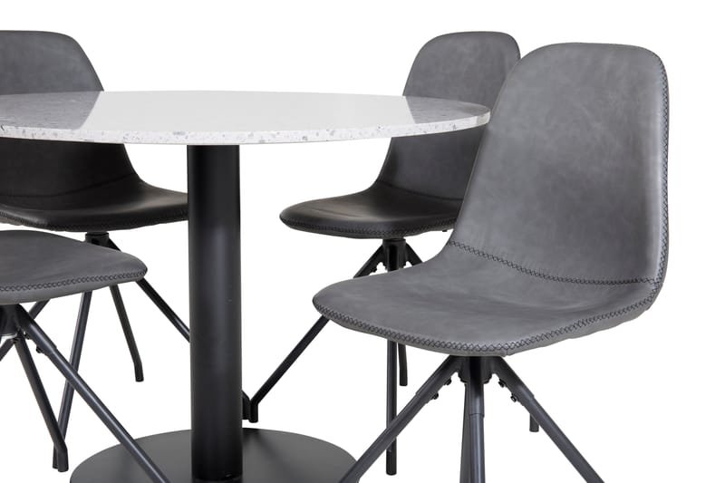 Spisegruppe Wivece 106 cm Rund med 4 Nicci Stoler - Svart - Møbler - Bord - Spisegruppe