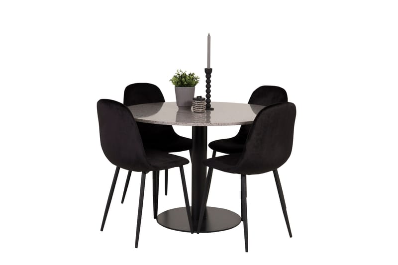 Spisegruppe Wivece 106 cm Rund med 4 Nicci Stoler - Svart - Møbler - Bord - Spisegruppe