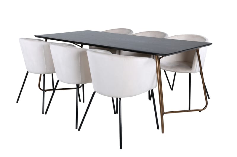 Spisegruppe Petra 190 cm Rektangulær med 6 Beraid Stoler - Beige - Møbler - Bord - Spisegruppe