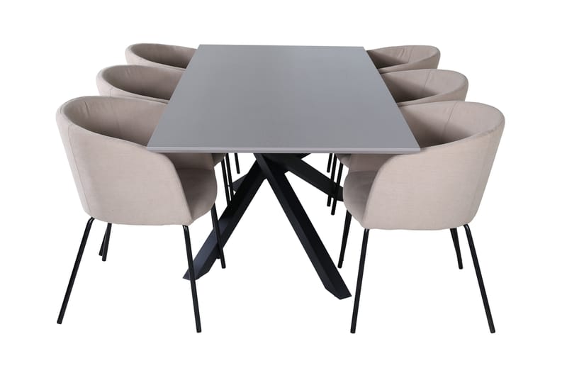 Spisegruppe Piazza 180 cm Rektangulær med 6 Beraid Stoler - Beige - Møbler - Bord - Spisegruppe