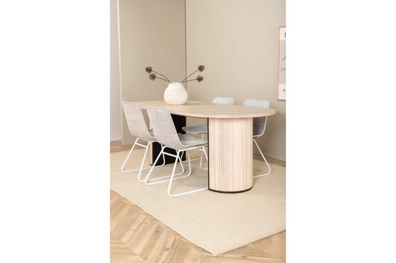 Spisegruppe Cinaba 200 cm Oval inkl. 4 Laura Stoler - Beige/Hvit - Møbler - Bord - Spisegruppe