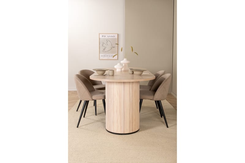 Spisegruppe Cinaba 200 cm Oval inkl. 4 Vomeli Stoler - Beige/Svart - Møbler - Bord - Spisegruppe