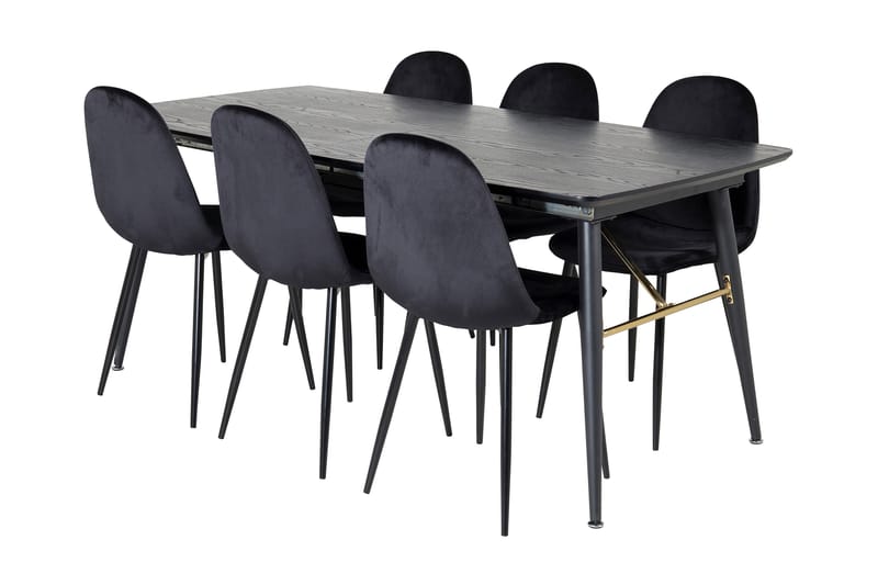 Spisegruppe Deniall Forlengningsbar 180 cm inkl. 6 Tommy Sto - Svart - Møbler - Bord - Spisegruppe