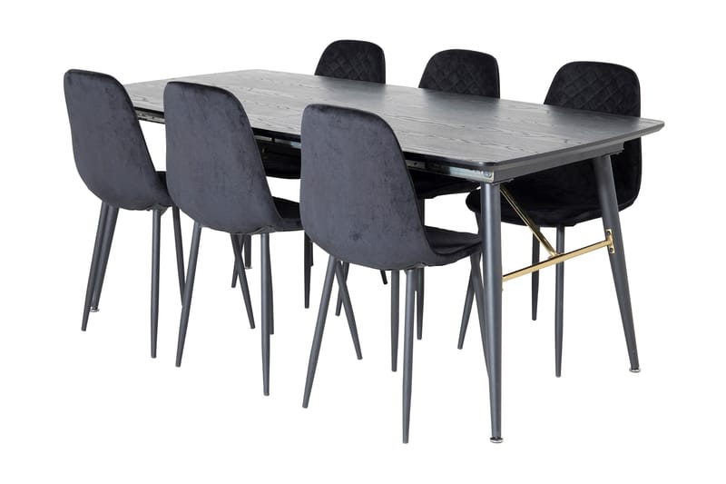 Spisegruppe Deniall Forlengningsbar 180 cm inkl. 6 Yegua Sto - Svart - Møbler - Bord - Spisegruppe