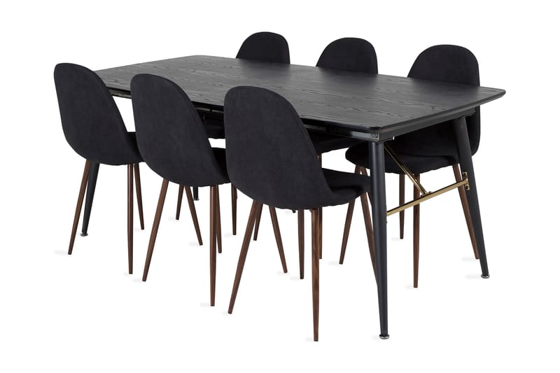 Spisegruppe Deniall Forlengningsbar 180 cm inkl. 6 Yegua Sto - Svart/Brun - Møbler - Bord - Spisegruppe