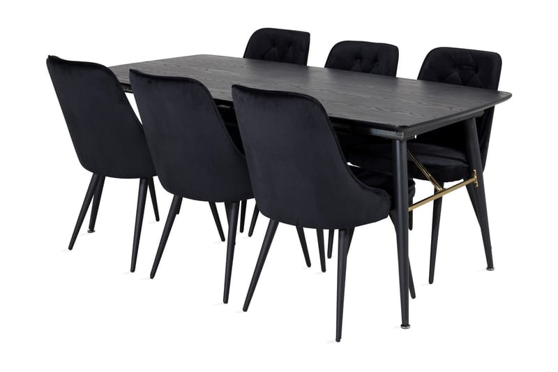 Spisegruppe Deniall Forlengningsbar 180cm inkl 6 Chantor Lyx - Svart - Møbler - Bord - Spisegruppe