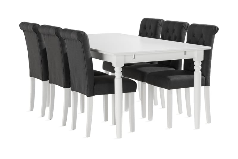 Spisegruppe Hampton 190 cm inkl 6 Svanberga Stoler - Hvit - Møbler - Bord - Spisegruppe