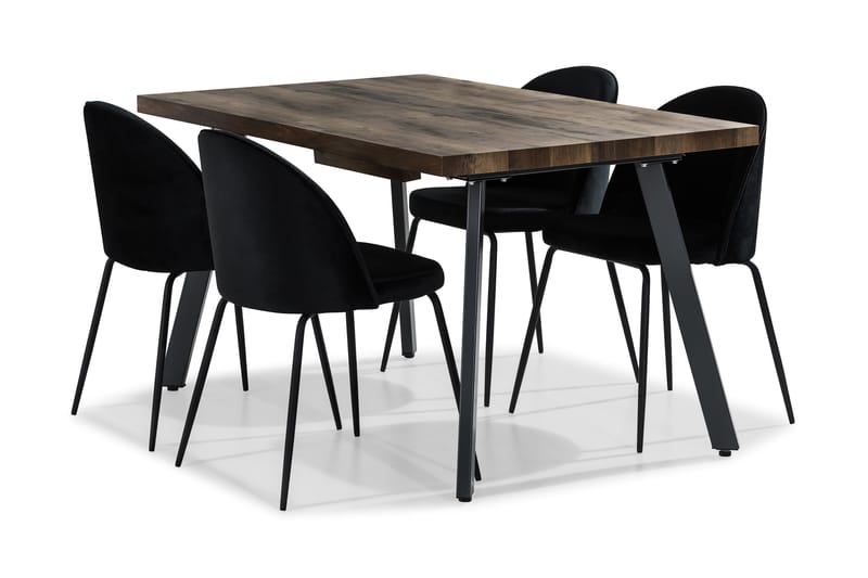 Spisegruppe Jaunita Forlengningsbar 140 cm med 4 Gerardo Sto - Brun|Svart - Møbler - Bord - Spisegruppe