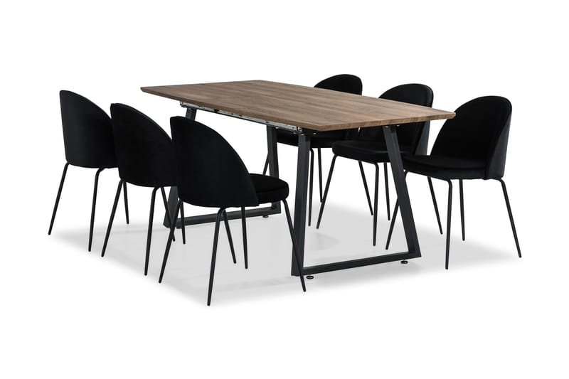 Spisegruppe Jaunita Forlengningsbar 140 cm med 6 Gerardo Sto - Brun|Svart - Møbler - Bord - Spisegruppe