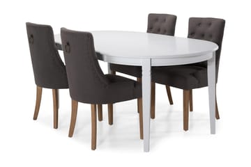 Spisegruppe Lowisa Forlengningsbart 150 cm Ovalt - Hvit|Beige|Grå - Møbler - Bord - Spisegruppe