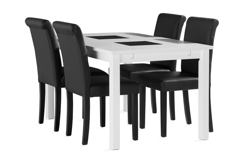 Spisegruppe Octavia Forlengbar 140cm inkl 4 Hofdane Stoler - Hvit - Møbler - Bord - Spisegruppe